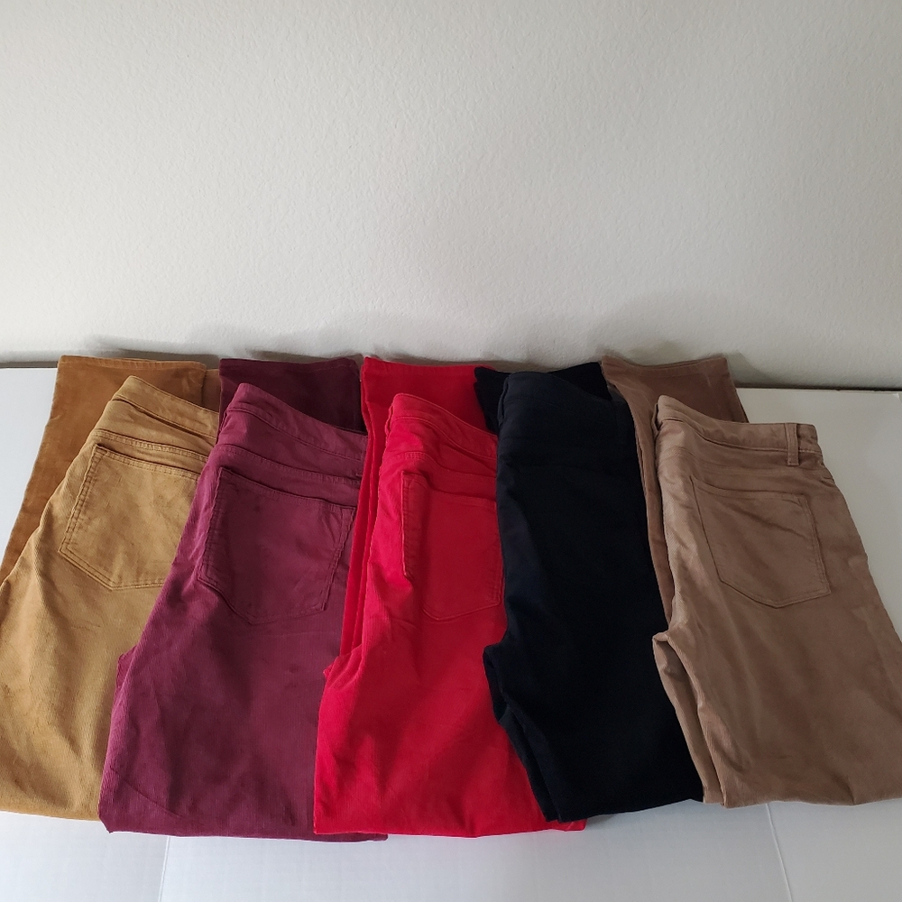 Talbots Straight Leg Pants Bundle in Mustard, Plum, Red, Black, Tan